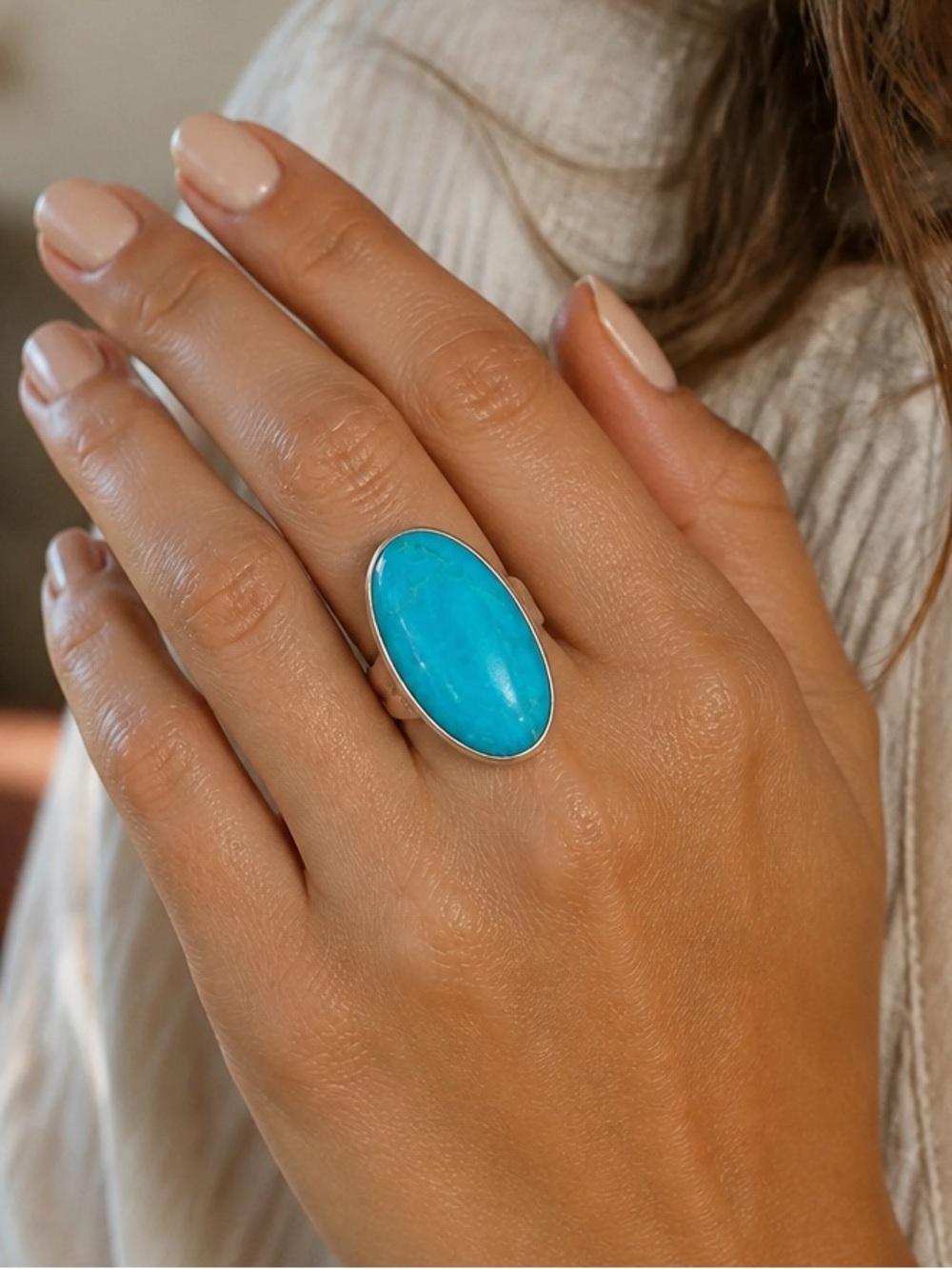 Sterling DTR Turquoise Ring Sz 4.75